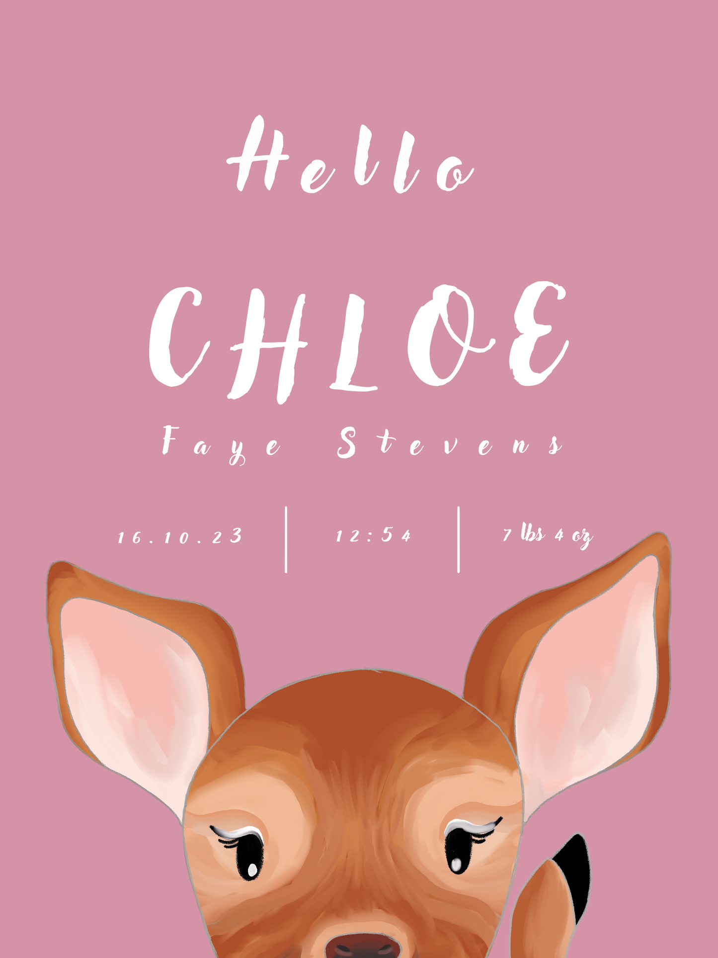 Little Deer in Pink, Personalised