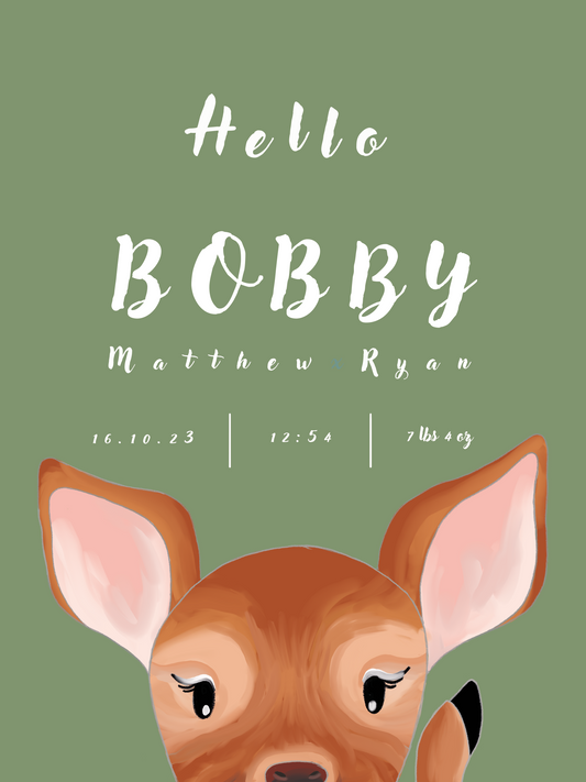 Little Deer in green, Personalised