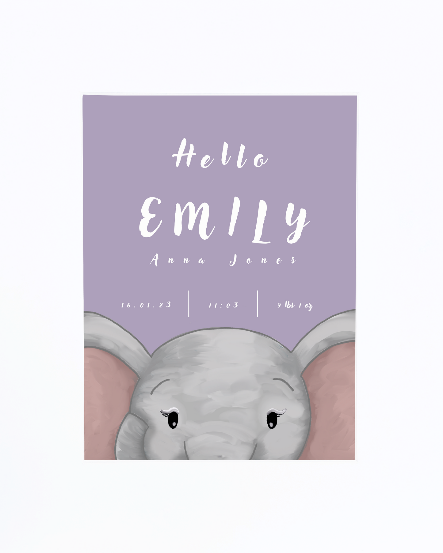 Little Elephant in Lilac, Personalised